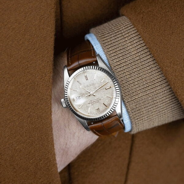 1618644764-Handmade-leather-watch-strap-Brown-Alligator-Belly-scale (5) Handmade leather watch strap :Brown Alligator Belly scale