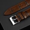 1618644771-Handmade-leather-watch-strap-Brown-Alligator-Belly-scale (2) Handmade leather watch strap :Brown Alligator Belly scale