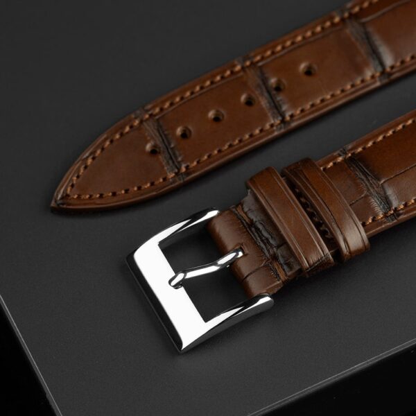 1618644771-Handmade-leather-watch-strap-Brown-Alligator-Belly-scale (2) Handmade leather watch strap :Brown Alligator Belly scale