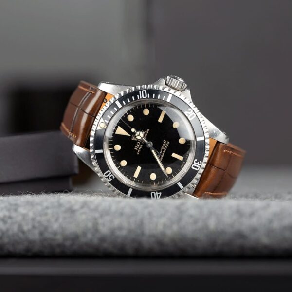 1618644775-Handmade-leather-watch-strap-Brown-Alligator-Belly-scale (3) Handmade leather watch strap :Brown Alligator Belly scale