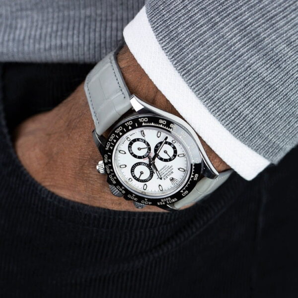 1618645294-Handmade-leather-watch-strap-Early-Grey-Alligator-Belly-scale (3) Handmade leather watch strap :Early Grey Alligator Belly scale