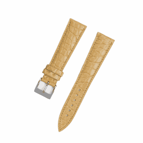 1618646119-Handmade-leather-watch-strap-Apricot-Alligator-Round-scale (1) Handmade leather watch strap Apricot Alligator Round scale