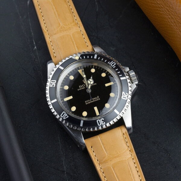 1618646429-Handmade-leather-watch-strap-Apricot-Alligator-Belly-scale (3) Handmade leather watch strap Apricot Alligator Belly scale