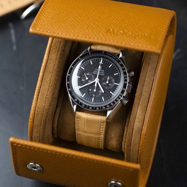 1618646434-Handmade-leather-watch-strap-Apricot-Alligator-Belly-scale (4) Handmade leather watch strap Apricot Alligator Belly scale