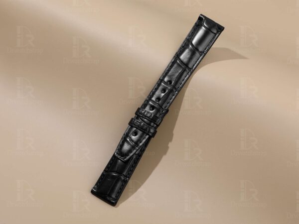Genuine best quality alligator black IWC leather watch straps replacement watchbands for IWC Portofino / Portuguese Chronograph watches online for sale at a low price - Shop the high-end quality watch bands from dr watchstrap