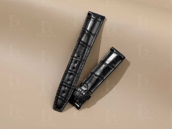 Genuine best quality alligator black IWC leather watch straps replacement watchbands for IWC Portofino / Portuguese Chronograph watches online for sale at a low price - Shop the high-end quality watch bands from dr watchstrap