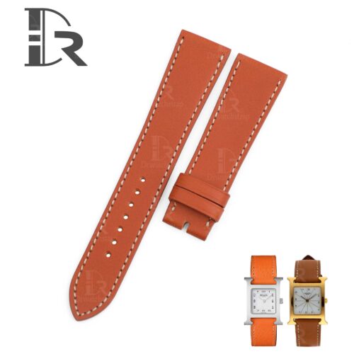 1618891709-Hermes-Heure-H-orange-sport-band-leather-watch-strap-20mm (1) Premium best quality custom OEM orange calfskin 20mm single tour sinlge wrap leather band and watch strap replacement for Hermes Heure H and Hermes Cape Cod luxury watches - Shop the high-end calf material straps and watchbands online at a low price