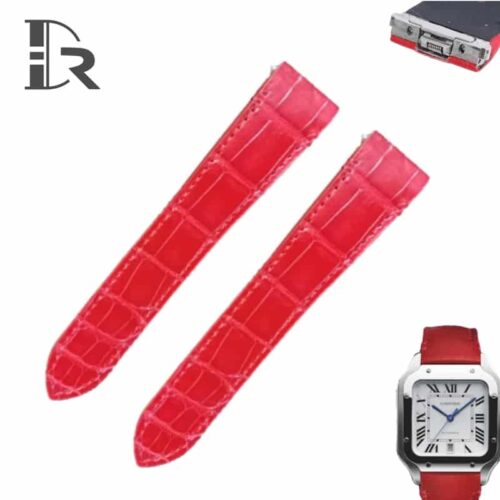 1619273984-Cartier-quick-release-replacement-leather-watch-strap-red-alligator (7) Quick release best quality alligator crocodile New Cartier Santos Quickswitch replacement leather straps amd watch bands for sale - High-end leather Cartier Santos Red strap fit for 40mm Large and 35mm Medium size online at a discount price