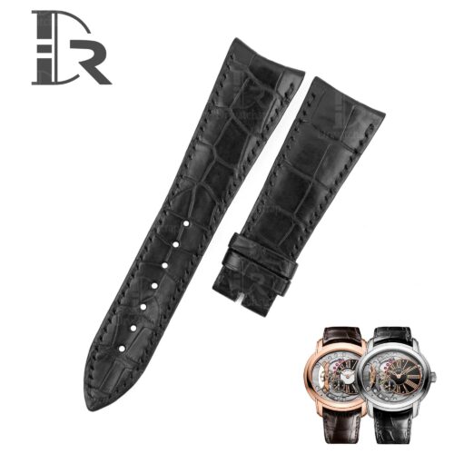 1619508139-Audemars-Piguet-Millenary-hand-wound-replacement-black-leather-watch-strap-22mm-24mm (10) Custom alligator crocodile curved end links Audemars Piguet leather strap replacement Black Blue Brown White Orange Rose Gold bands with multi colors and sizes online for sale 20mm 22mm 24mm
