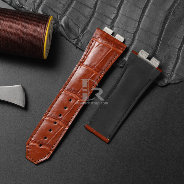 Custom Brown American leather watch band Replacement for Hublot Unico (1)