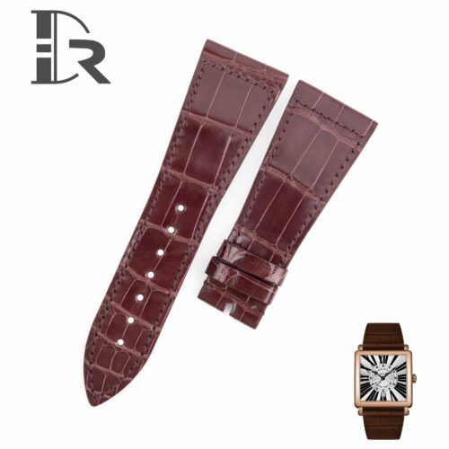 20220329-Handmade 26mm Brown Leather watch band fit for Franck Muller Master Square Custom handmade best quality grade A American crocodile 26mm Brown leather alligator strap and watch band replacement fit for Franck Muller Master Square 6000 h SC DT luxury watches online - High-end leather straps for sale