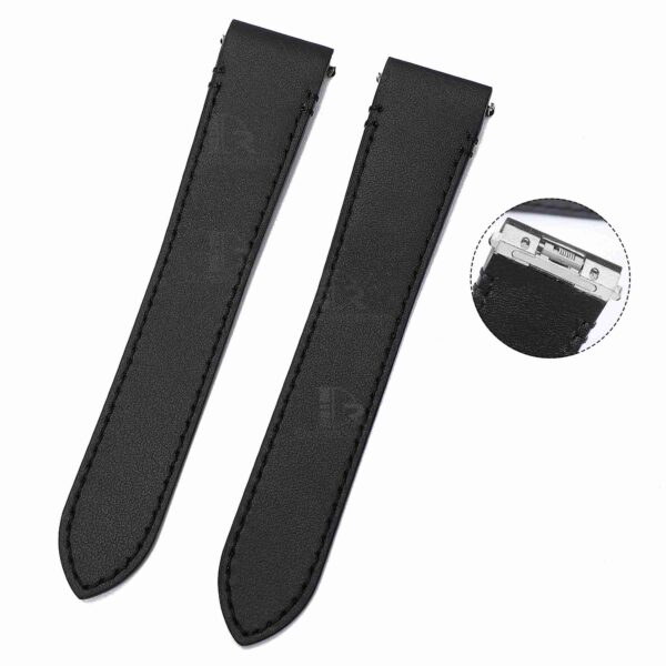 Premium Quick release calfskin Cartier Santos quickswitch black leather watch strap & watch band replacement with an interchangeable system for men's women's Cartier Santos Larga Medium watches for sale - Shop the best quality Santos de Cartier straps and watchbands at a low price
