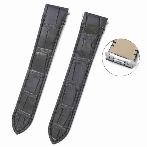 1621948436-Cartier-santos-quickswitch-Alligator-leather-strap-black-watch-band-replacement-for-sale (1) Genuine best quality replacement Grade American Alligator Quickswitch Black leather Cartier Santos watch straps & watchbands for Cartier Santos 100 L XL watches for sale - Grade A crocodile custom leather watch band with interchangeable system online at low price