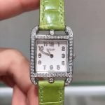 Hermes alligator strap green leather