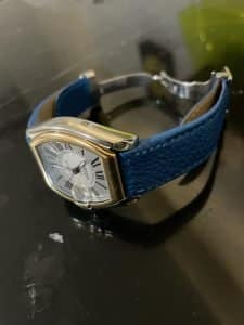 Cartier Roadster black calfskin leather watch band strap