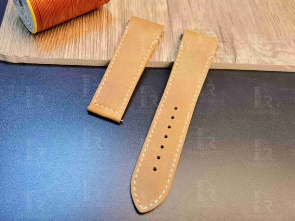 Quick release calfskin Cartier Santos quickswitch brown leather watch strap replacement with an interchangeable system leather watchbands for men's women's Cartier Santos Larga Medium watches.