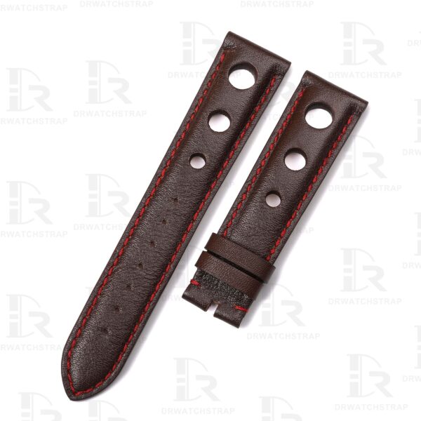 Dark Brown Leather watchband for Chopard Mille Miglia Calfskin with 3 holes
