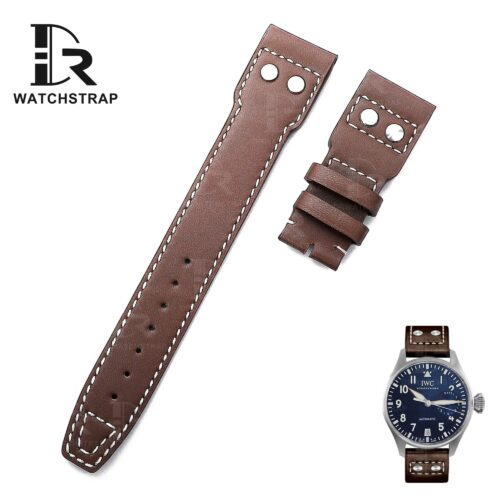 Buy Custom IWC Big Pilot brown calfskin leather watch band strap with rivets 21mm 22mm Handmade straps Buy Custom IWC Big Pilot brown calfskin leather watch band strap with rivets 21mm 22mm Handmade straps