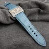 2Genuine high end quality custom OEM blue Alligator leather watch strap watchband replacement for Cartier Tank Divan mens and ladies luxury watches handmade custom best quality Grade A Crocodile Cartier straps and watchbands