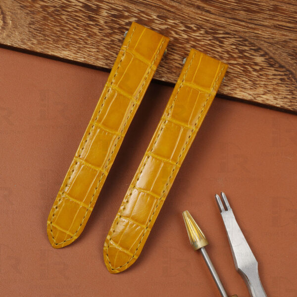 Buy custom Cartier Roadster Yellow leather watch straps 15.5mm 19mm 20mm handmade for sale