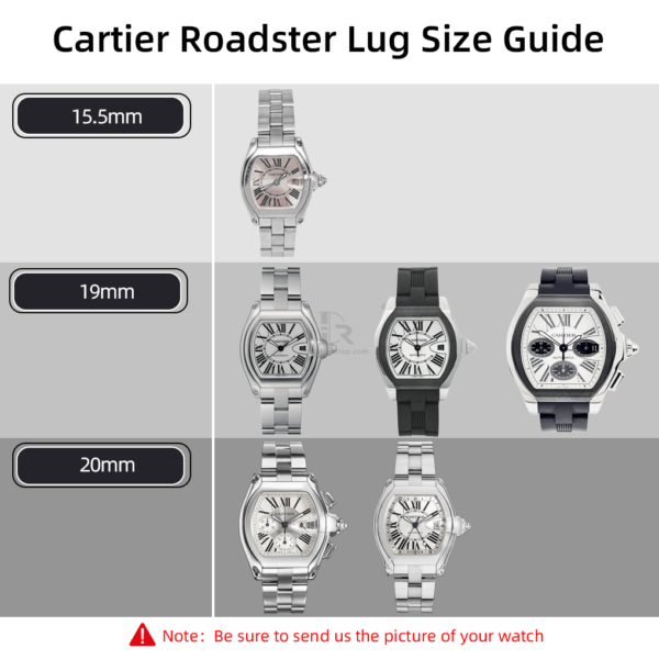 Cartier Roadster watch band lug size guide instruction comparison