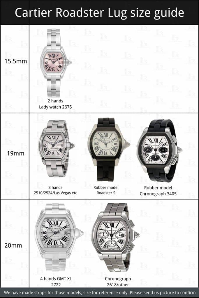 Cartier Roadster watchband lug size guide instruction
