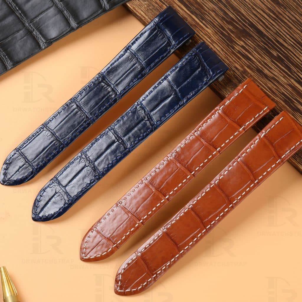 Custom Cartier Roadster 2510 xl handmade alligator crocodile leather watchband 19mm 20mm watch bands for sale, quick change rubber, kevlar straps for mens and womens ship to US, UK
