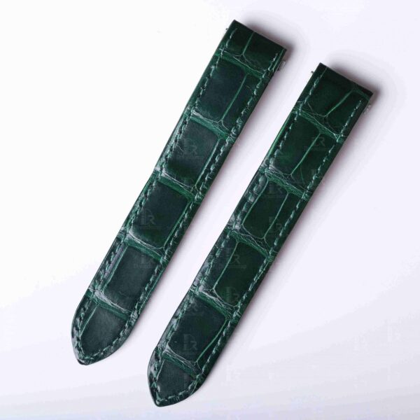 Custom Quickswitch genuine best Alligator Crocodile green Belly-scale leather straps and watchbands replacement for Cartier Roadster 2510 xl 19mm 20mm watch with quick switch system for sale and easy to change between rubber, kevlar and bracelets straps for mens and womens - Quick release leather strap and watch band from DR Watchstrap free shipping to US, UK and whole world