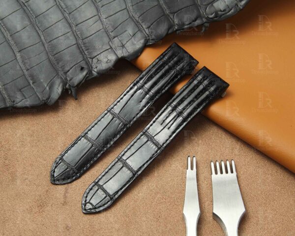 Cartier-Roadster-S-watch-strap-replacement-Black-Alligator-watchband-19mm-20mm (9) Custom Genuine handmade black alligator crocodile Belly-scale Quickswitch leather strap and watch band replacement 19mm 20mm for Cartier Roadster Chronograph, XL, 2510, GMT 19mm 20mm mens and womens watch for sale, quick release systoem easy change between rubber, kevlar and braceleet straps - Shop the premium straps and watch bands Free shipping to US, UK and whole world