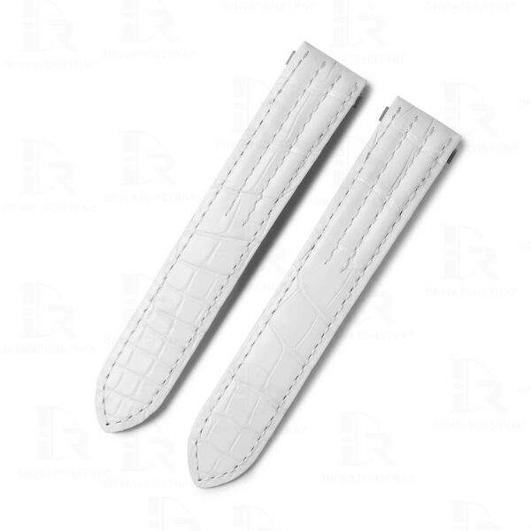 Cartier Roadster white alligator leather watch band Custom white alligator Quickswitch leather strap and watch band replacement 19mm 20mm for Cartier Roadster Chronograph, XL, 2510, GMT