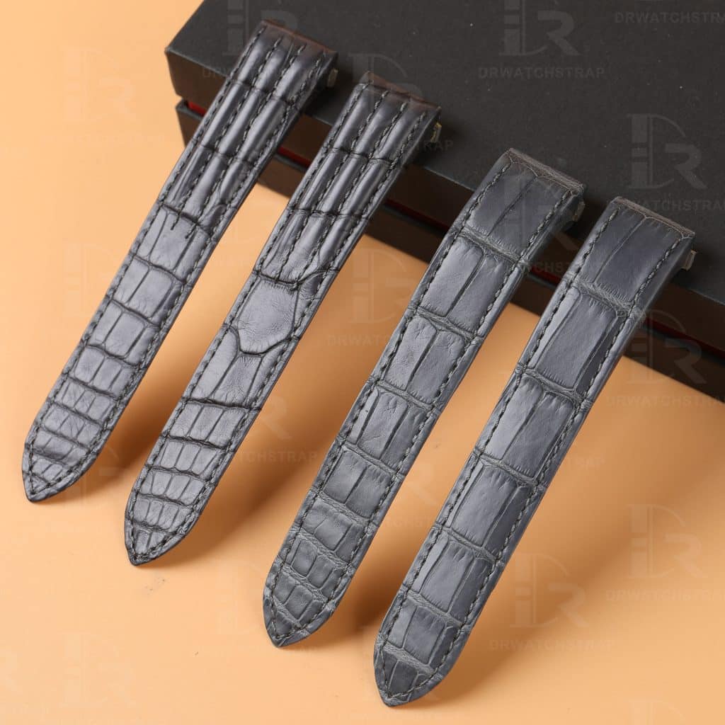 Custom Cartier Roadster 2510 xl replacement black alligator crocodile leather strap 19mm 20mm watch bands for sale, quickswitch easy change rubber, kevlar straps for mens and womens ship to US, UK