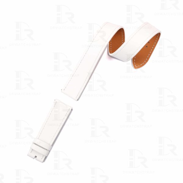 Custom double wrap premium White calfskin leather watch strap for Hermes Cape cod, Heure H, and Arceau watch (1)