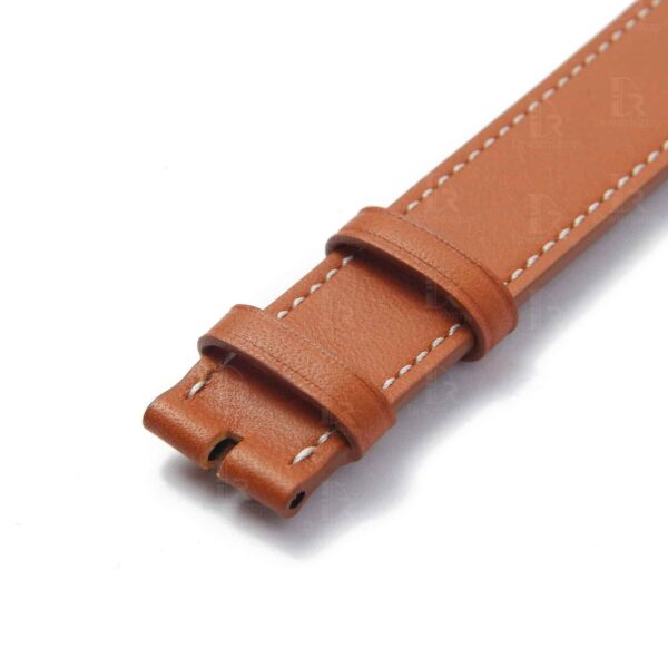 Custom Premium high-end quality calfskin replacement brown leather Hermes watch band and Hermes strap for Hermes Cape cod, Heure H, Arceau watches for sale - double wrap and double tour sport watch band with white stitching online