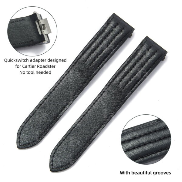 Cartier-Roadster-20mm-19mm-strap-replacement-watch-band-for-sale (5) Custom best quality Cartier Roadster 2510 xl replacement black calfskin calf leather strap & watch band replacement for Cartier Roadster Chronograph non-Chronograph XL 2510 3405 19mm 20mm men's and women's luxury watches for sale, quickswitch easy change rubber, kevlar strap for mens and womens ship to US, UK - Shop the premium calfskin straps and watchbands from DR Watchstrap online at a low price
