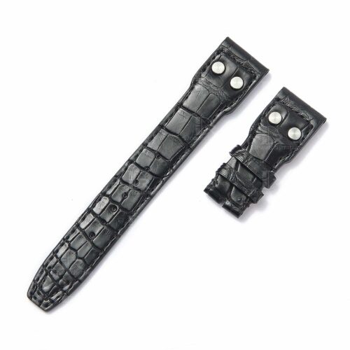 IWC-Big-Pilot-Alligator-leather-strap-replacement-21mm-22mm-rivets (2) Custom OEM best quality American Alligator black Belly-scale leather replacement IWC Big Pilot watch strap and watch band online - Shop the high-end straps and watchbands at a low price 22mm with rivets