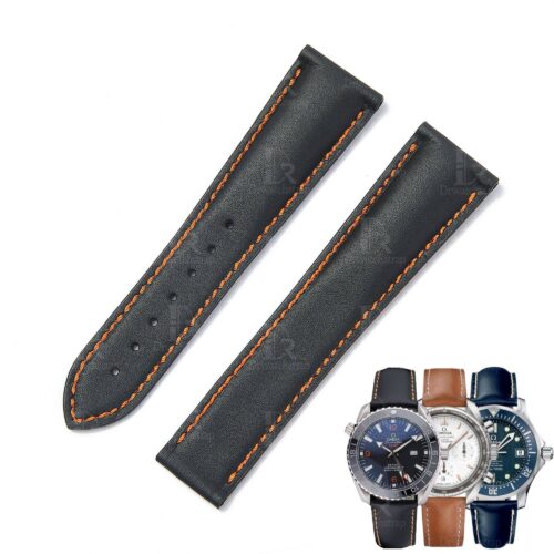 Omega-Seamaster-Speedmaster-replacement-leather-watch-strap-handmade-OEM-20mm-18mm-black-blue-brown (1) Replacement best Omega Speedmaster straps 18mm 20mm for sale Omega watch leather strap online with the best quality calfskin material of watch band replacement for Omega Speedmaster Seamaster watches
