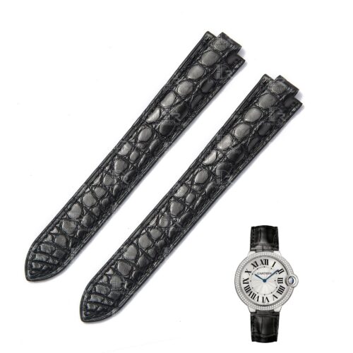 Aftermarket black alligator leather strap for Cartier Ballon Bleu de watch band The genuine best quality OEM handmade Grade A level American Alligator Crocodile black roubd-scale Cartier leather watch strap and watch band replacement for Cartier Ballon Bleu de luxyry watches online - Shop the OEM custom straps and watchbands from dr watchstrap at a low price