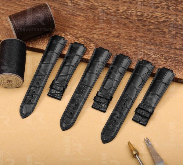 Buy Custom Cartier Ballon Bleu Black alligator leather strap de pin buckle watch band (2)
