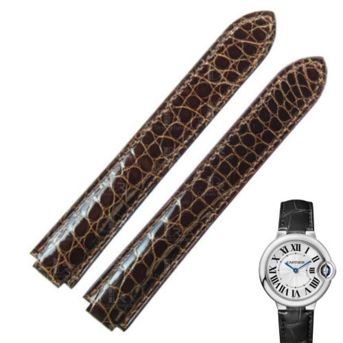 Cartier-Ballon-Bleu-brown-replacement-leather-strap-watchband 1 (1) Genuine Grade A round-scale brown alligator crocodile leather strap and watch band replacement for Cartier Ballon Bleu 33mm 36mm 43mm mens and women's luxury watches - 100% handmade aftermarket watch bands and straps online from dr Watchstrap at a low price