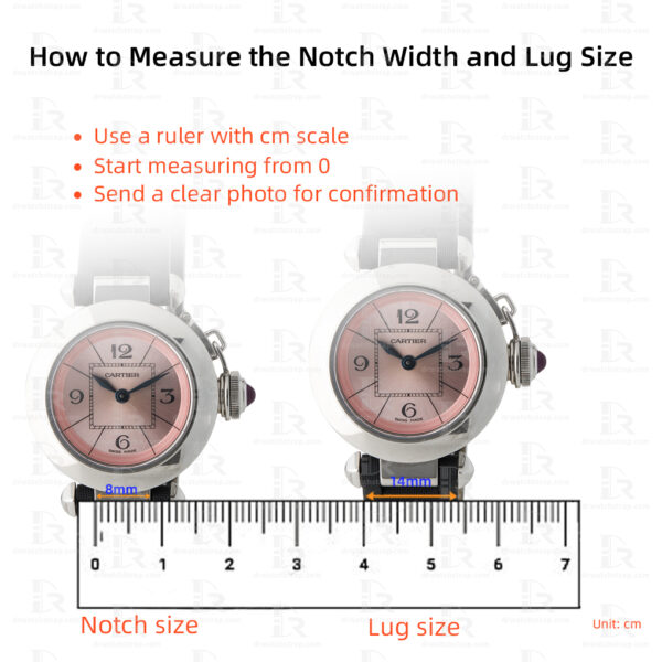 How to Measure the Notch Width and Lug Size watch strap for Cartier pasha