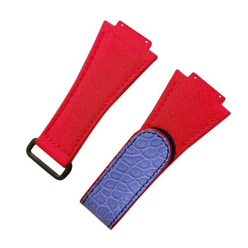 Hublot Spirit of Big Bang 601 red canvas velcro strap nylon watch band replacement (1) Hublot Spirit of Big Bang 601 red canvas velcro strap nylon watch band replacement