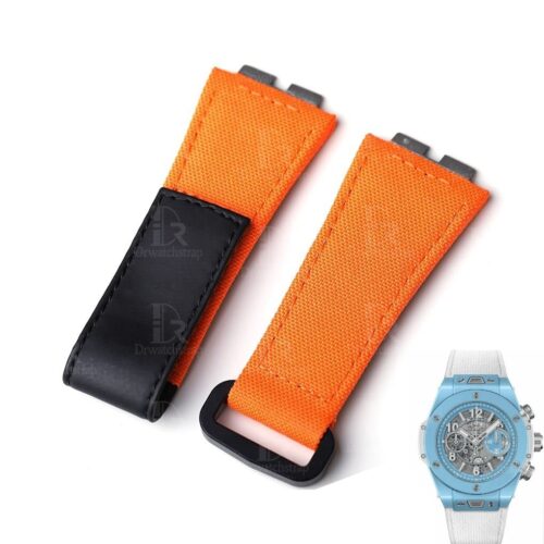 Custom Orange velcro watch strap for Hublot big bang 411 (1) Custom replacement Orange velcro watch strap for Hublot big bang 411 for sale