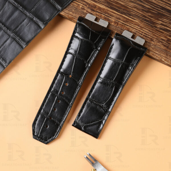 Quick Release one click black alligator leather watch strap fit for Hublot Big Bang Unico watchband