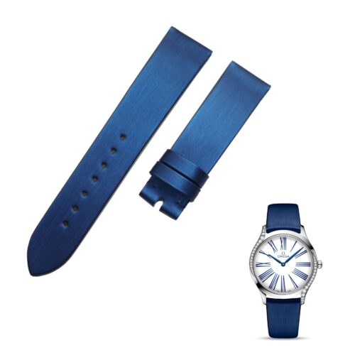 Replacement Omega Deville watch band blue satin leather strap (1) Premium Omega watch straps replacement Omega Deville watch strap blue satin leather watchband online for sale