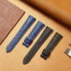 Premium calfskin handcrafted black blue Omega deville leather strap for omega deville ladies women men watch - replacement watch bands online