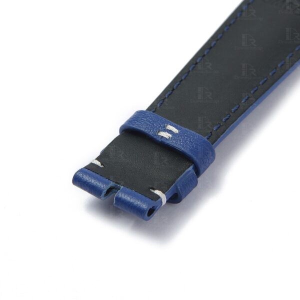 Replacement Omega leather watch band 20mm black-blue handmade custom