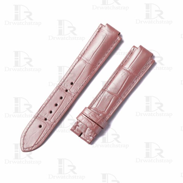 Custom Genuine Alligator pink leather strap replacement for Cartier Ballon Bleu de watch leather watch band for pin buckle