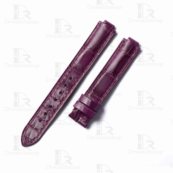 Custom Genuine Alligator purple leather strap replacement for Cartier Ballon Bleu de watch leather watch band for pin buckle