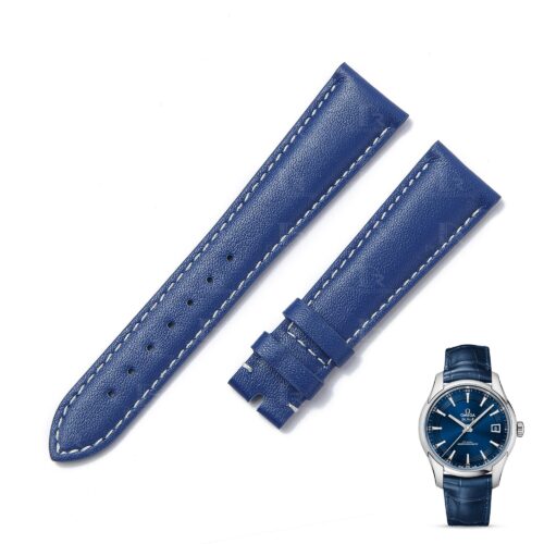 replacement omega leather strap 20mm blue watch b and Premium calfskin Omega deville strap replacement the best quality Omega leather watch band 20mm blue watch straps ladies women men