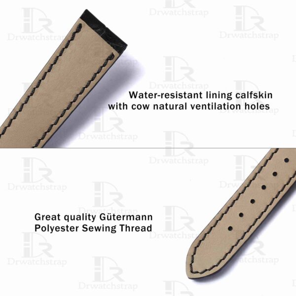 Buy custom Vacheron Constantin 1972 Asymmetric Black leather watch strap 14mm 17mm replacement for sale (3)